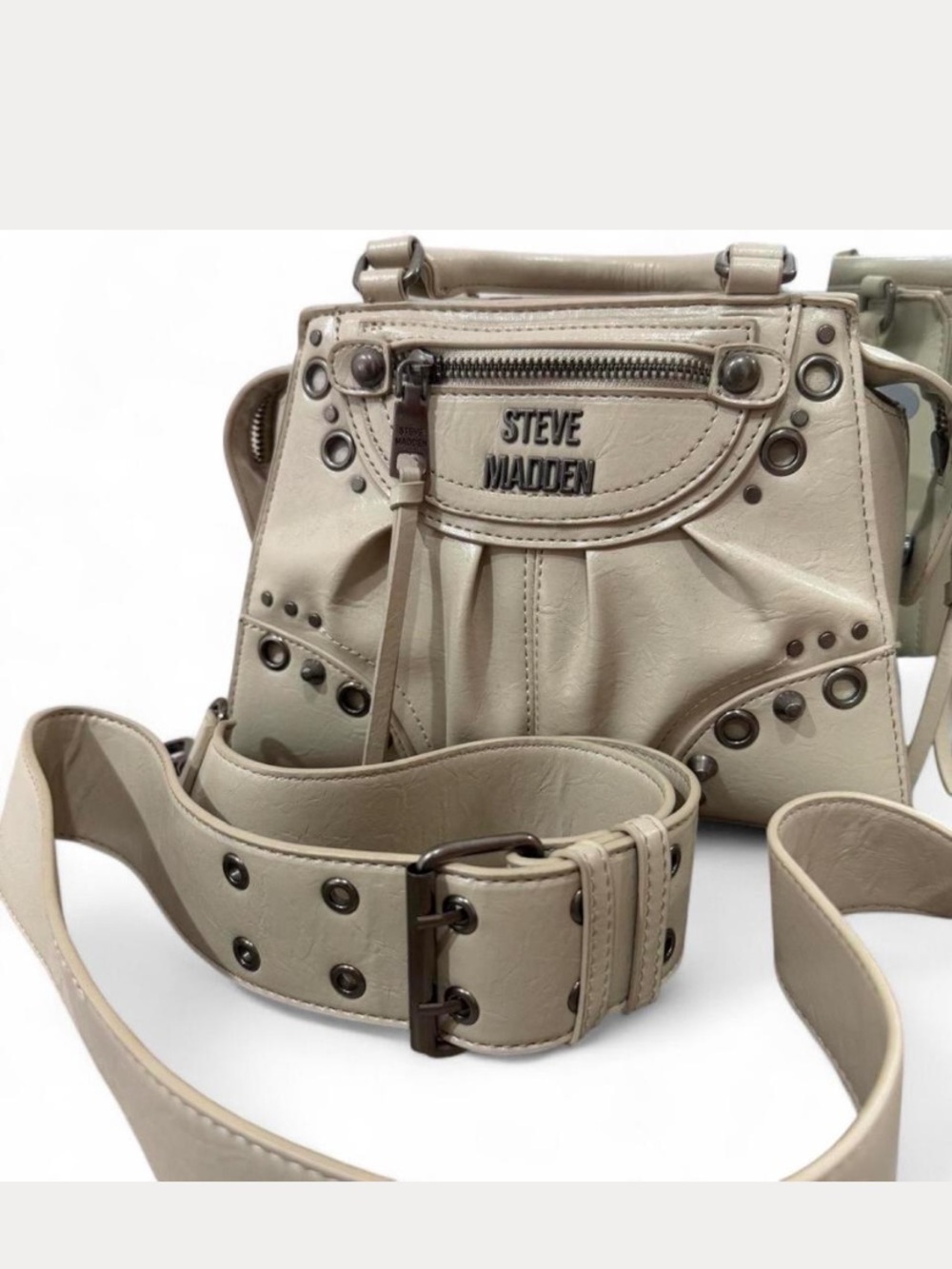 Steve Madden Cream Studded Crossbody or Shoulder Bag